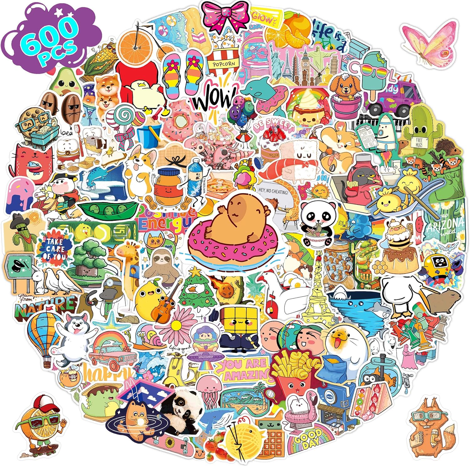 600PCS Cute Stickers for Kids Teens, Water Bottle Stickers Vinyl Waterproof Stic