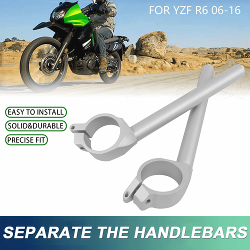 Silver Handle Bars Handlebars Clip On For Yamaha YZF R6 YZF-R6 2006-2016 2007 08 - Picture 2 of 8