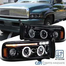 Fit 1994-2001 Dodge Ram 1500 2500 3500 Led Halo Projector Headlights Lamps Smoke