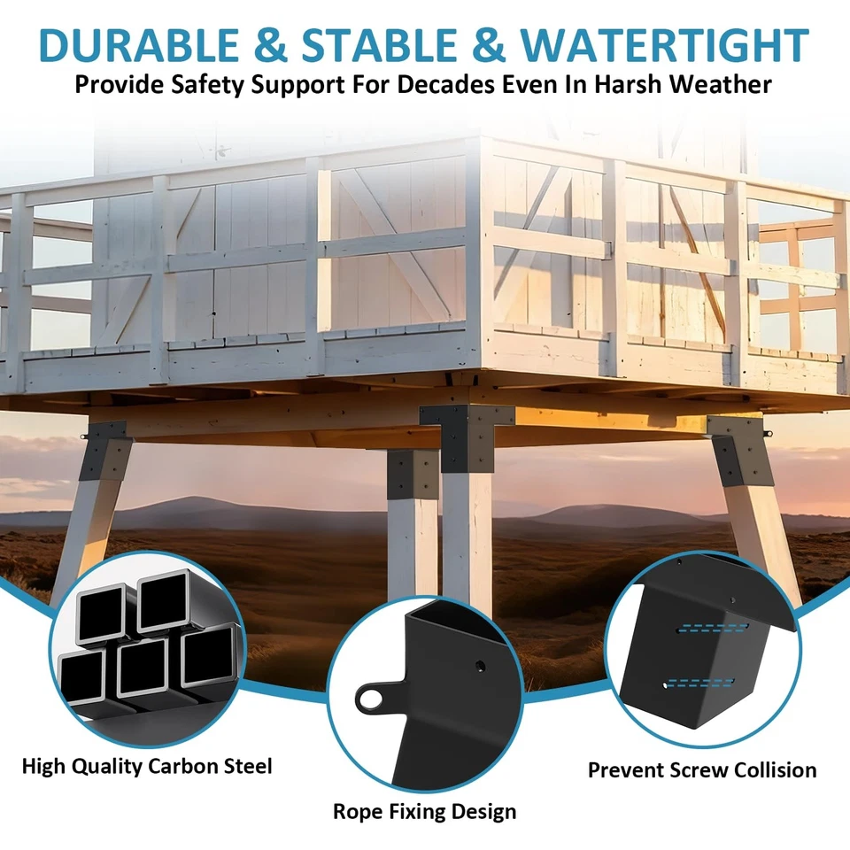 Deer Stand Brackets,Heavy-Duty Outdoor 4"x 4" Elevator Brackets,4 Pcs Angle P... - Image 3 of 4