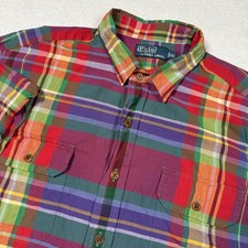 Polo Ralph Lauren Shirt Mens XL Multicolor Plaid Short Sleeve Button Front