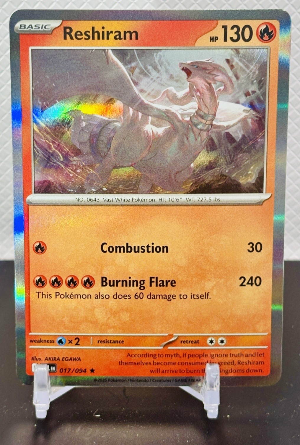 2025 Pokemon Gaming Phantasmal Flames Reshiram #017/094 HOLO RARE