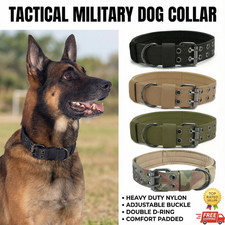 2" Wide Tactical Heavy Duty Nylon Large Dog Collar K9 Military With Metal Buckle