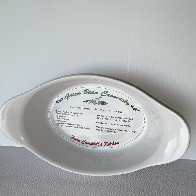 2005 Campbell’s Green Bean Casserole 50th Anniversary Oval Dish w/Recipe Inside