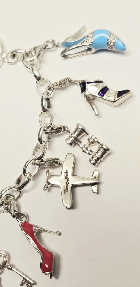 Impresionante Brazalete Thomas Sabo Plata Esterlina Charm Club 8 Dijes - 7 13/16" Nuevo de Lote Antiguo Foto 4 de 4