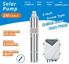 [US Stock] 3" DC Solar Water Pump 48V 500W Submersible Deep Bore Well Controller