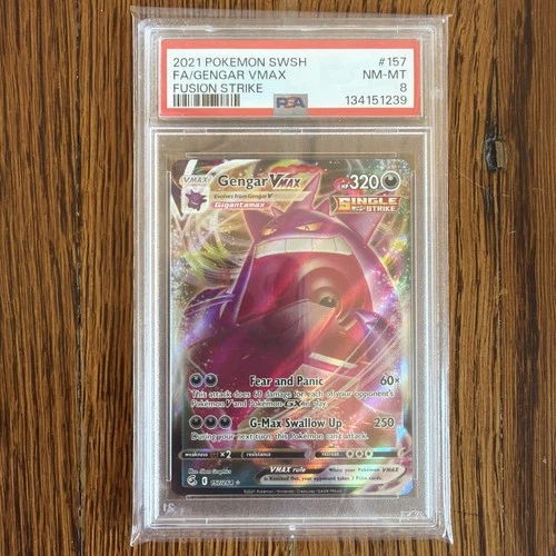 Pokémon Gengar VMAX TCG SWSH Fusion Strike Holo Ultra Rare Full Art PSA 8