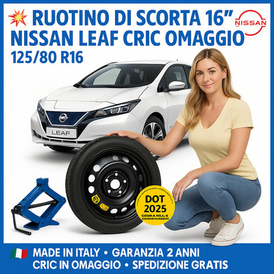 Nissan Leaf Reserverad 16 Zoll 5-Loch Mit Wagenheber 1 Stück 125/80R16