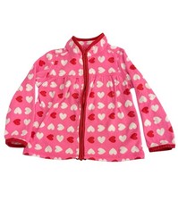 OshKosh Bgosh Girls Fleece Jacket 4T Pink Heart Print Zip Front Cozy Warm