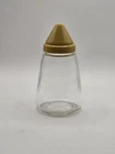 Vintage Federal Housewares Glass Sugar Dispenser Gold Plastic Lid