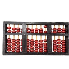 Vintage Wooden Abacus Red Bead Counting Tool Educational Soroban