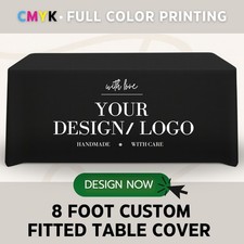 Custom 8ft Fitted Table Cover with Logo  Printed Trade Show Tablecloth