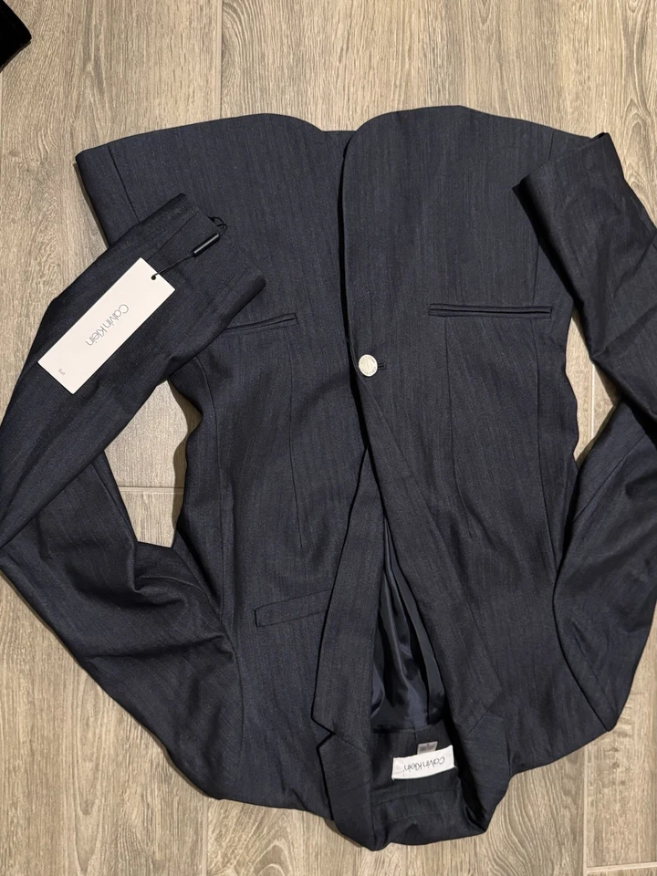 Nuevo con etiquetas Traje Blazer Calvin Klein Mujer Talla 0R Azul Marino  Foto 3 de 4
