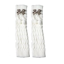 Cute Bunny Ears Furry Leg Warmers Fur Ball Bow Women Winter Warm, Set 1 PCS