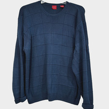 Vintage ARROW Pullover Sweater Blue Crew Neck Heavyweight Long Sleeve Mens Large
