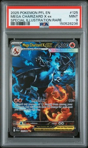 2025 POKEMON PFL EN-PHANTASMAL FLAMES #125 MEGA CHARIZARD X EX PSA 9