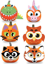 18 Packs Halloween Craft Foam Stickers Jack O Lantern Face 6 Design Set