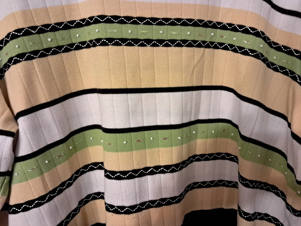 Alfred Dunner женщин Топ блузка рубашка в полоску металлический бисер стороны разрезы талии 2 X - Изображение 3 из 4