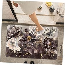 Bath Mat Rug,Oil Painting with Flower Rose Non-Slip Super Absorbent Quick