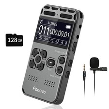 136GB Digital Voice Recorder with Playback, 1536Kbps Dual Microphone Stereo