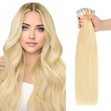 JESSBO 18" Bleach Blonde Remy Tape-In Human Hair Extensions 20pcs 40g