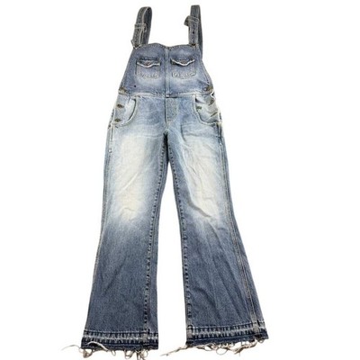 Alanui Denim Overalls Women 26 Blue Ladybug Clover Embroider 100% Cotton Italy
