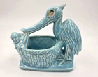 McCoy Pottery Stork Bringing Blue Baby in Basket Planter Roseville, Ohio  8"x7"