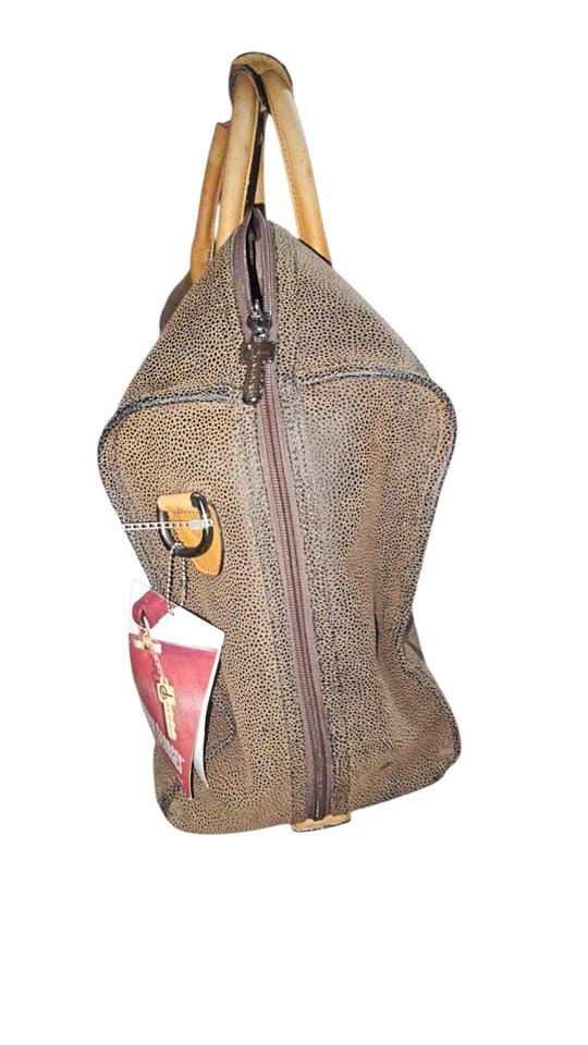 Bolsa de viagem Jack Georges couro pebbled grande/fim de semana marrom alça superior - Imagem 3 de 4