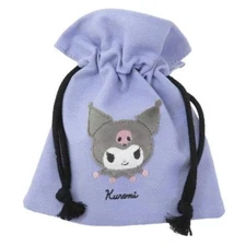Marimocraft Sanriocharacters Fluffy Patch Drawstring Bag Kuromi