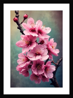 Dramatic Cherry Blossom Branch Framed Wall Art Poster Canvas Print Picture