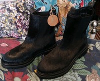 New OSPREY London Ladies Black Leather Cow Hair THE HAMPTON Chelsea Boot 41/UK 8