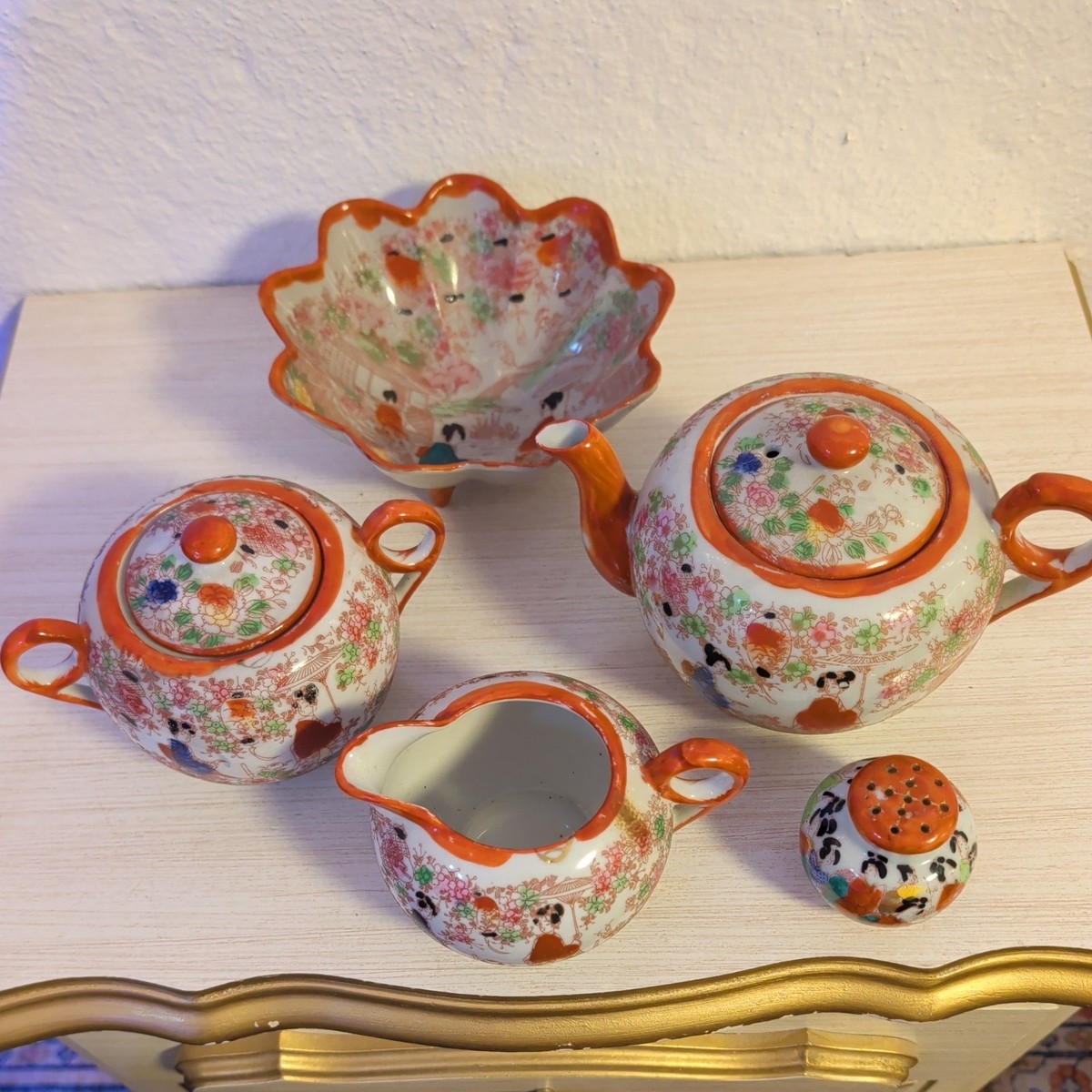 Vintage Japanese Porcelain Hand-Painted Geisha Girl Tea Set – 16