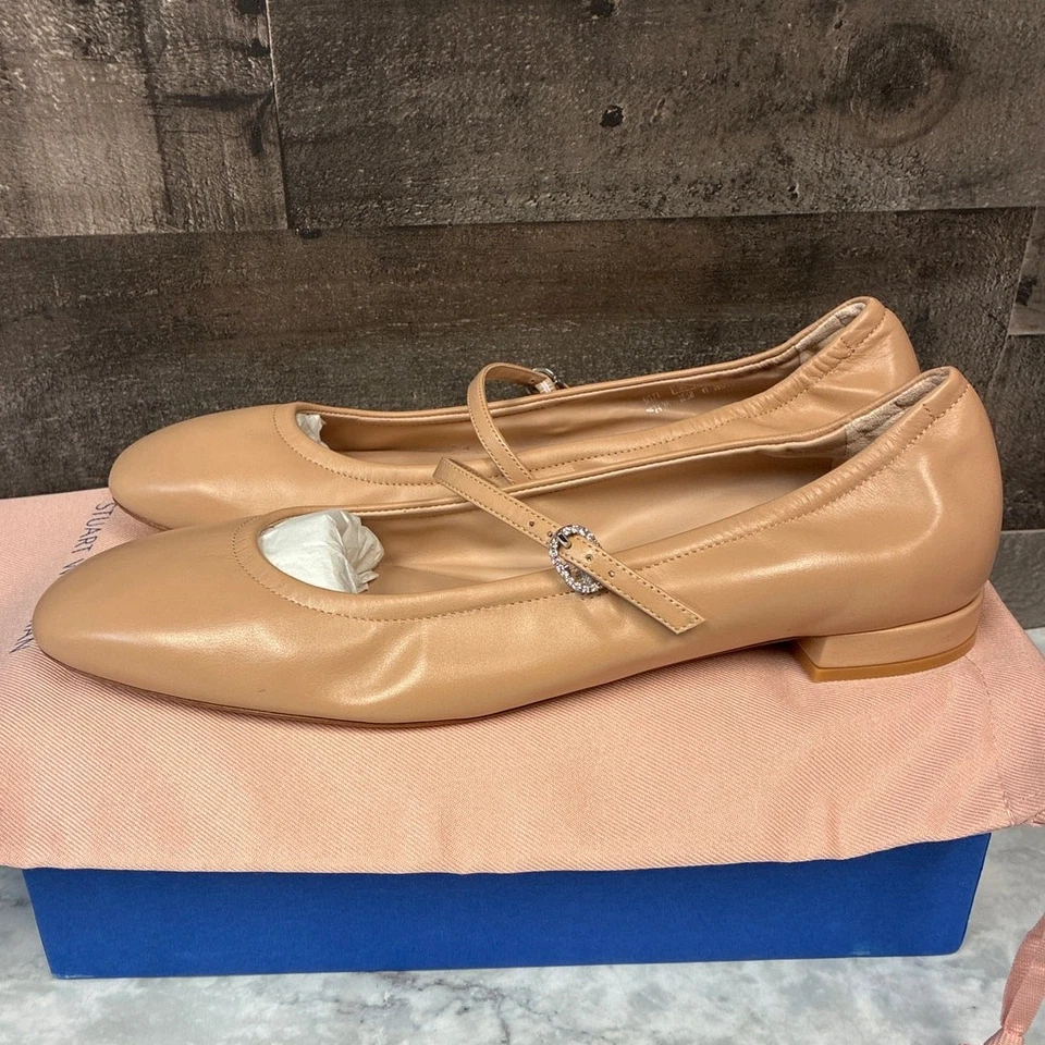 Stuart Weitzman Women's 10.5B Adobe Claris Ballet Flat Mary Jane Leather LB2-18 - Image 4 of 4