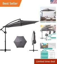 Patio Offset Umbrella with Easy Tilt Adjustment,Crank and Cross Base, Outdoor...