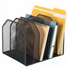 Desk File Organizer, Adjustable 5 Sections Upright Desktop Organizer File Sor...