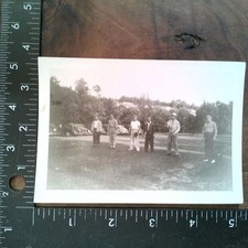 Group Men Golfers Cars 1950s Snapshot Photograph Americana Candid