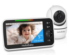 HelloBaby No WiFi Baby Monitor 5" LCD, 30-Hr Battery, Pan-Tilt-Zoom, Night Visio
