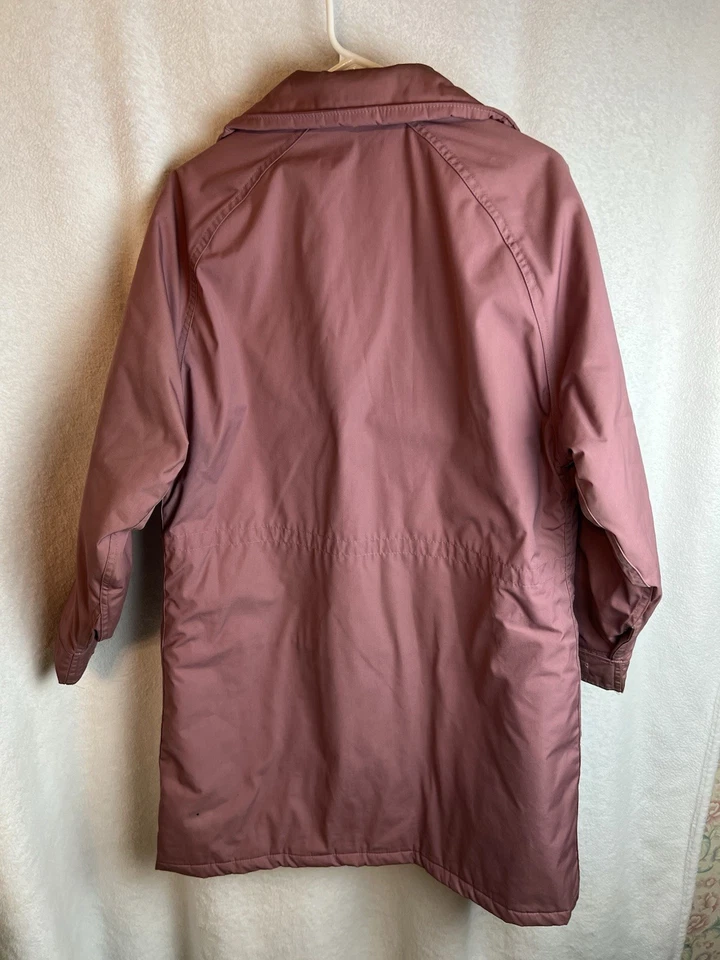 Vintage L.L. Casaco de inverno Bean mistura de lã forro xadrez feminino G grande rosa malva - Imagem 3 de 4