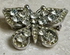 Vintage Signed Eisenberg Rhinestone Butterfly Silver & Vermeil Brooch 1950's
