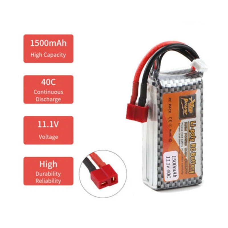 11.1V 1500mAh 40C 3S LiPo Battery T Plug for RC Car Airplane Helicopter Truck - Image 3 of 4