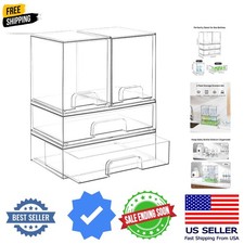 Clear Stackable Storage Drawers Set of 4, Plastic Organizer Bins for Makeup, ...