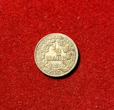 Germany 1916 D 1/2 Mark Silver Coin KM#17 T2804a