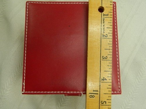 Travel Size Jewelry Box 2 Tier 4.5" X4.5" X 3.25"H Faux Leather Red with Mirror - Picture 13 of 14