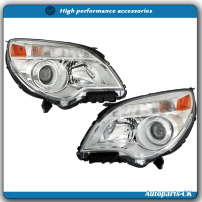 Front Headlights For 2011-2015 Chevy Equinox Left + Right Side Clear Headlamps