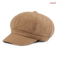 Laine Octogonal Béret Chapeau Journaux Casquette Solide Décontracté Autumn Hiver