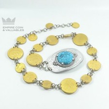 Southwestern Concho Style Custom Belt with 7.25 of Gold Plated US COINAGE W1C1