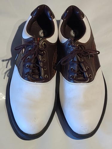 Men's Golf Shoes Etonic Lite-Tech Size 9.5M White & Brown Oxfords LT80-14 - Picture 2 of 8