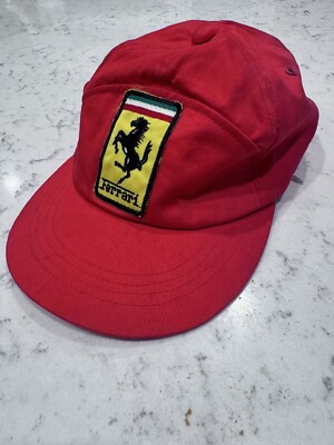 Vintage 80's Scuderia Ferrari F1 Formula One Red Yellow 6-Panel