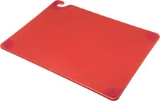 San Jamar Saf-T-Grip Plastic Cutting Board with Safety Hook 18" x 24" x 0.5" Red