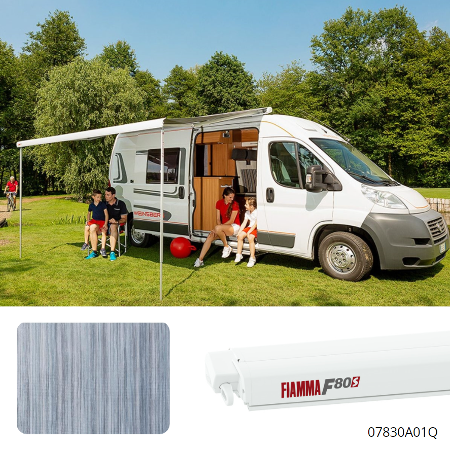 Fiamma Awning F80S 290 Polar White Case Royal Blue Fabric Motorhome Boxer Ducato